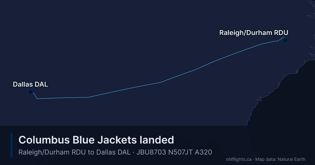 Route map: Raleigh/Durham (RDU) to Dallas (DAL)
