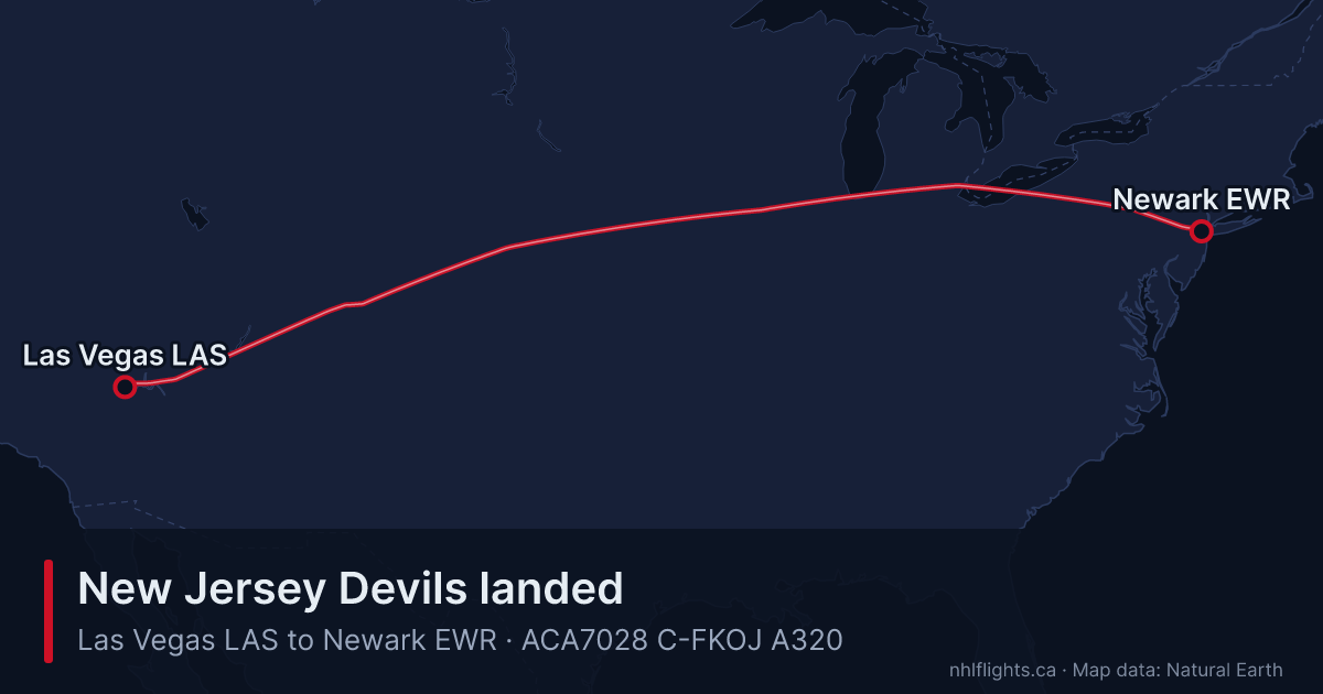 Route map: Las Vegas (LAS) to Newark (EWR)