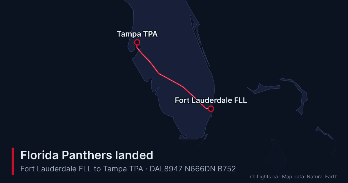 Route map: Fort Lauderdale (FLL) to Tampa (TPA)