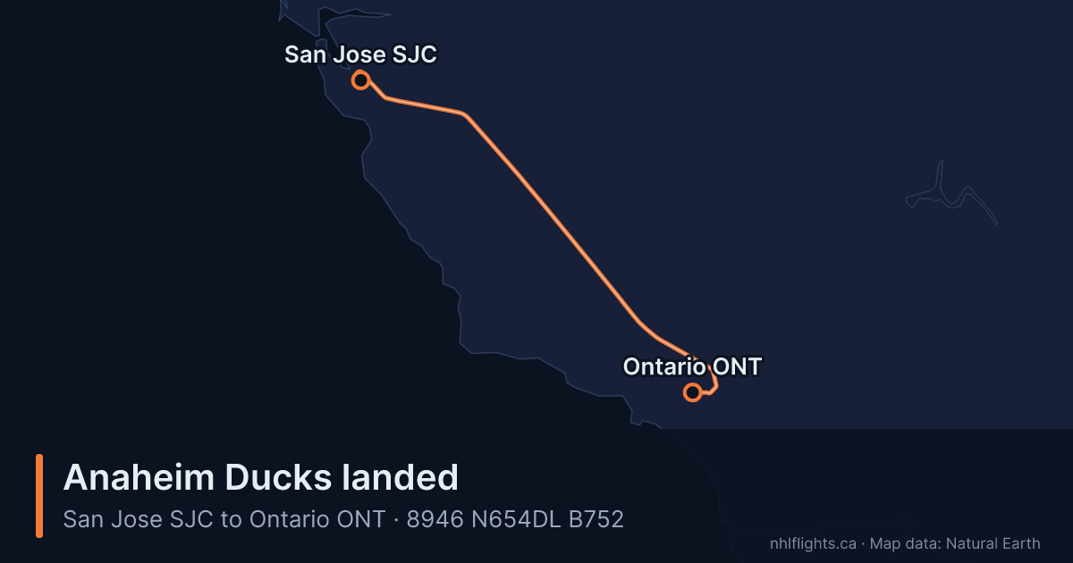 Route map: San Jose (SJC) to Ontario (ONT)