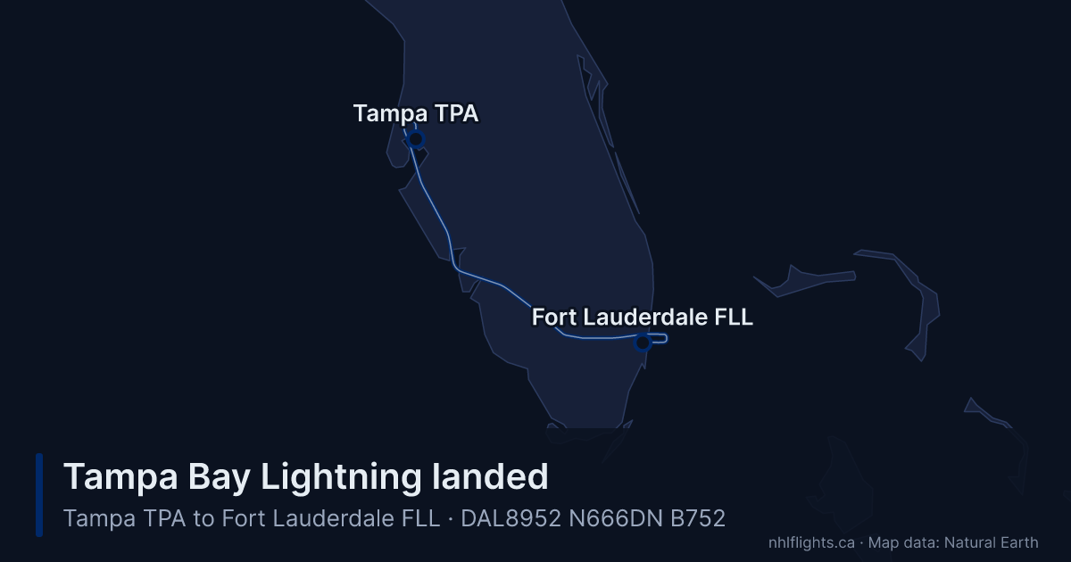 Route map: Tampa (TPA) to Fort Lauderdale (FLL)