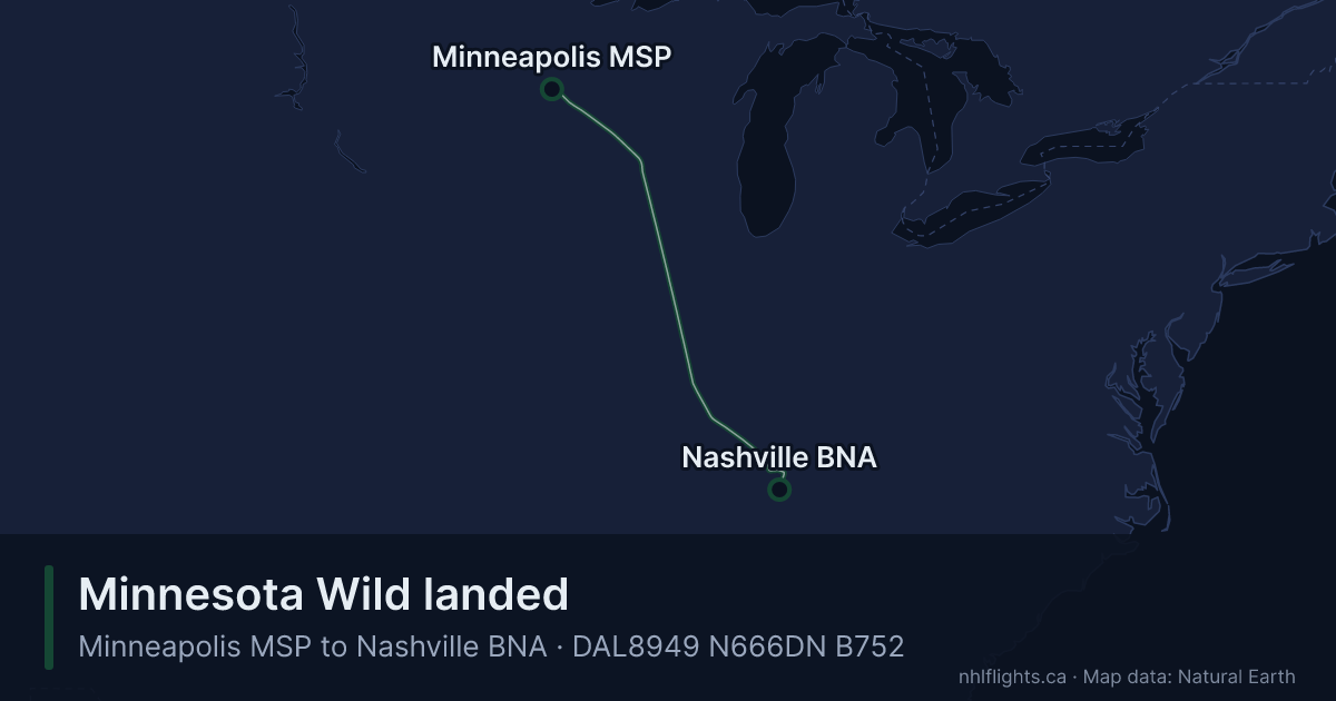 Route map: Minneapolis (MSP) to Nashville (BNA)