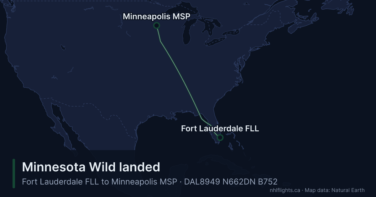 Route map: Fort Lauderdale (FLL) to Minneapolis (MSP)