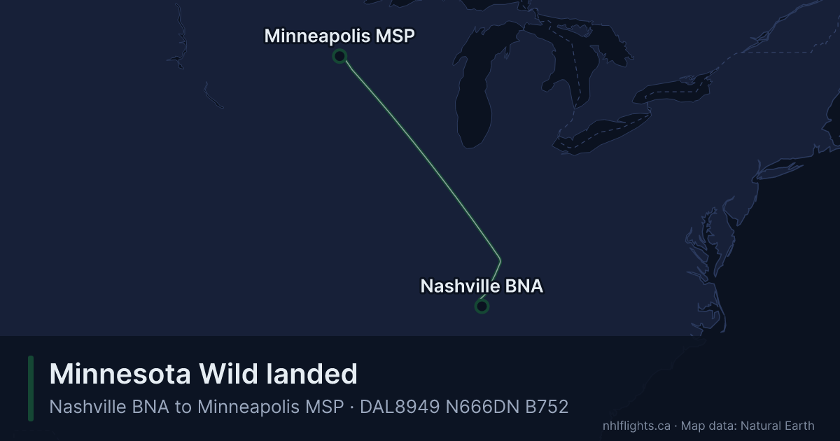 Route map: Nashville (BNA) to Minneapolis (MSP)