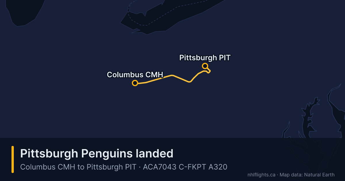 Route map: Columbus (CMH) to Pittsburgh (PIT)