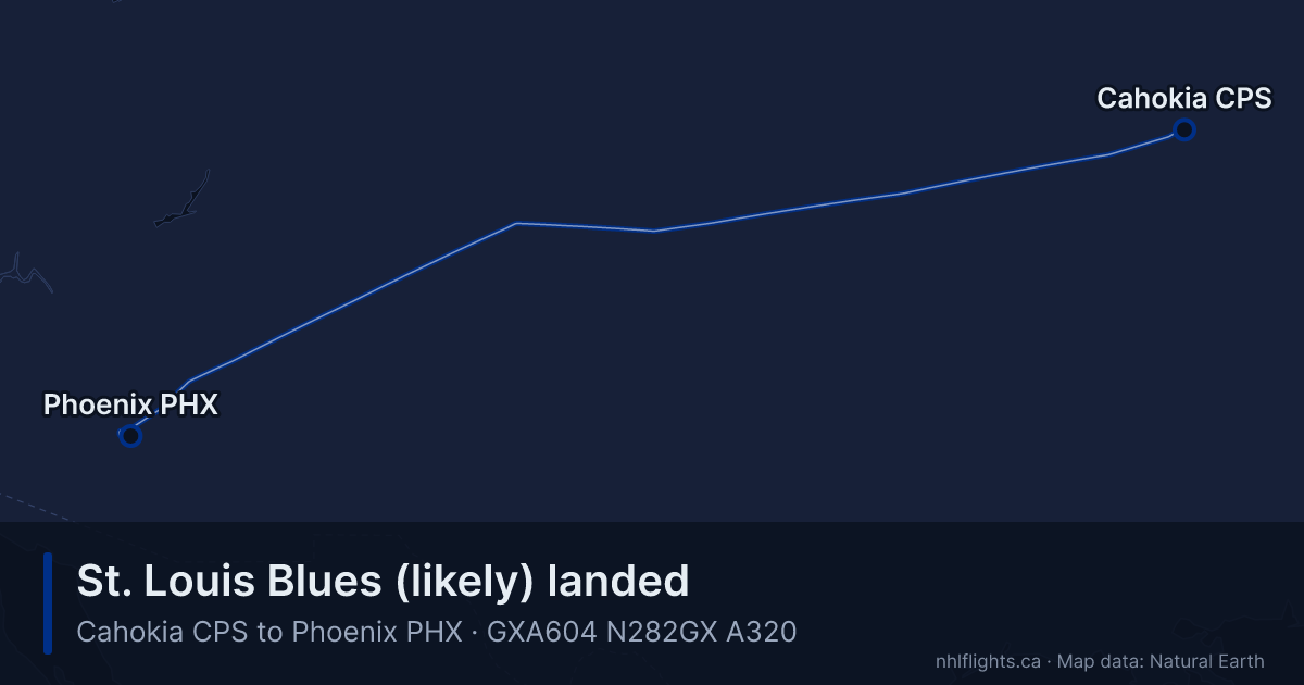 Route map: Cahokia (CPS) to Phoenix (PHX)