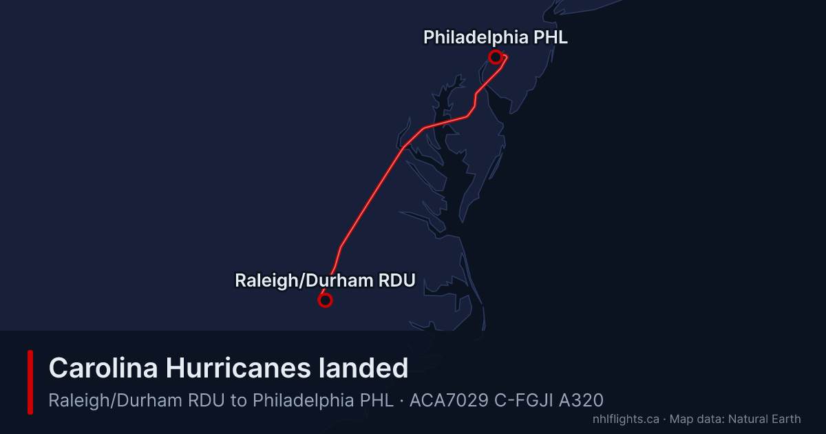 Route map: Raleigh/Durham (RDU) to Philadelphia (PHL)