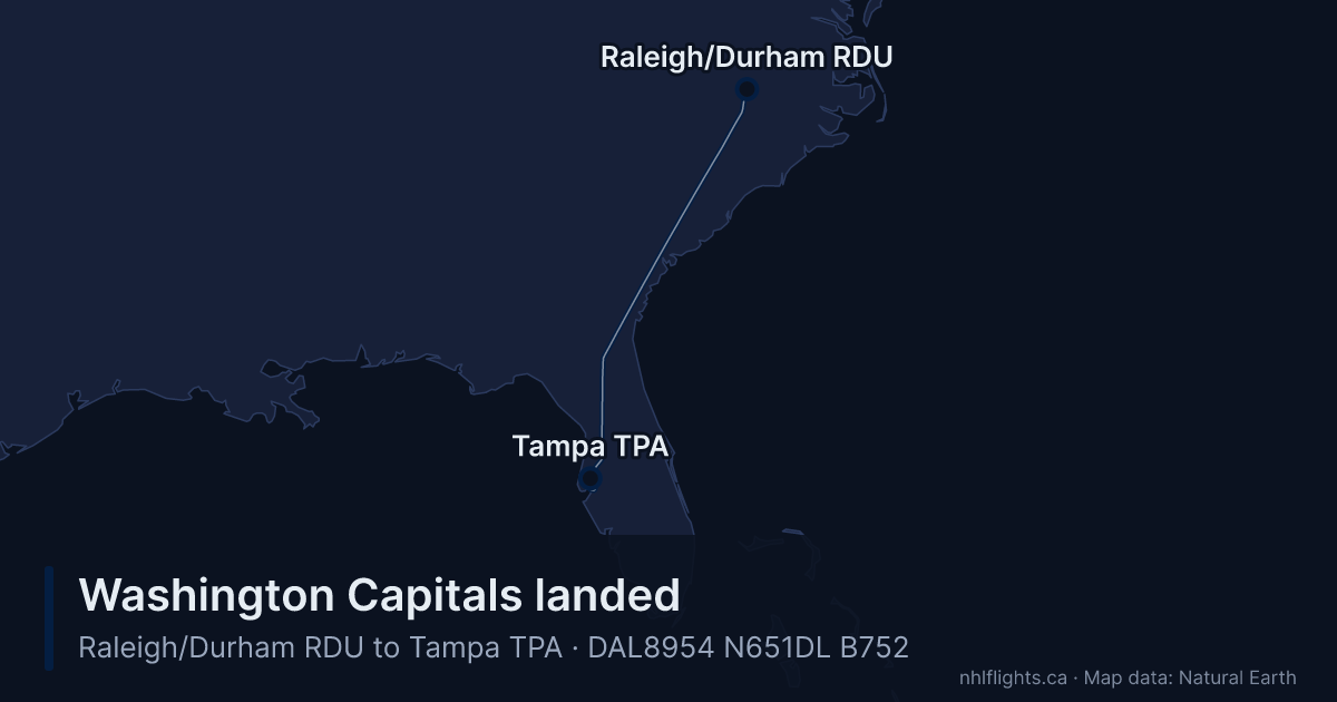 Route map: Raleigh/Durham (RDU) to Tampa (TPA)
