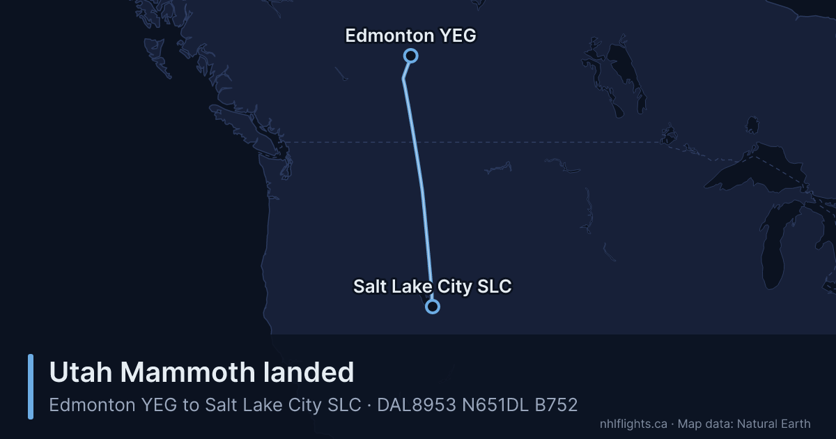 Route map: Edmonton (YEG) to Salt Lake City (SLC)