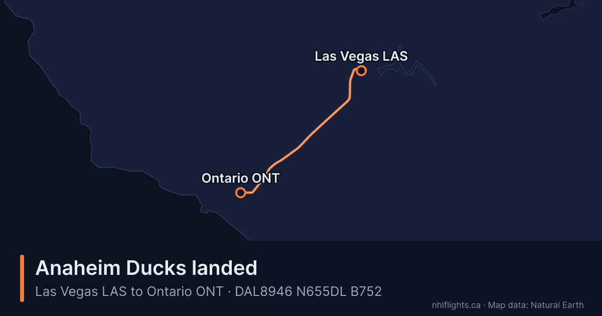 Route map: Las Vegas (LAS) to Ontario (ONT)