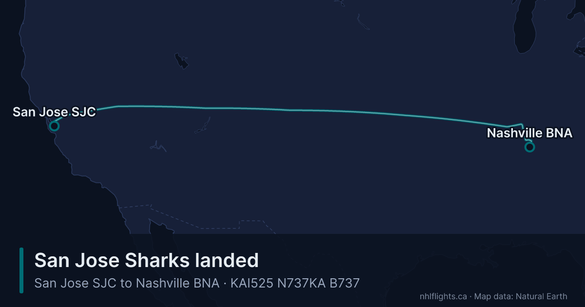 Route map: San Jose (SJC) to Nashville (BNA)
