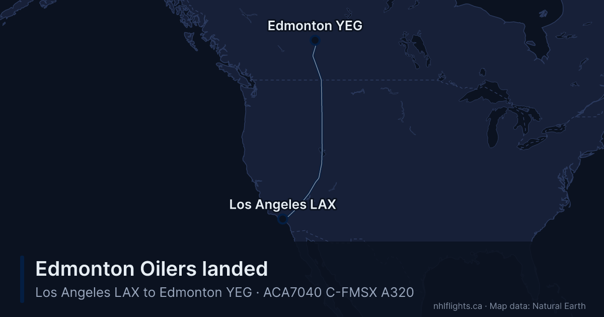 Route map: Los Angeles (LAX) to Edmonton (YEG)