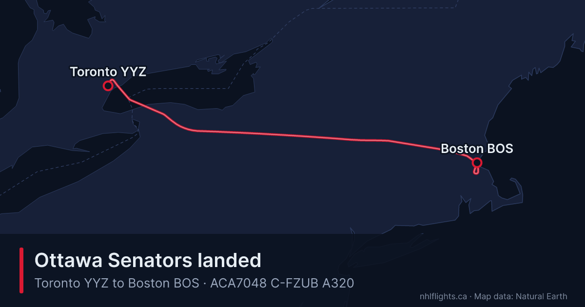 Route map: Toronto (YYZ) to Boston (BOS)