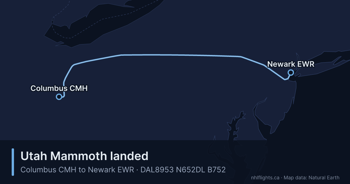 Route map: Columbus (CMH) to Newark (EWR)