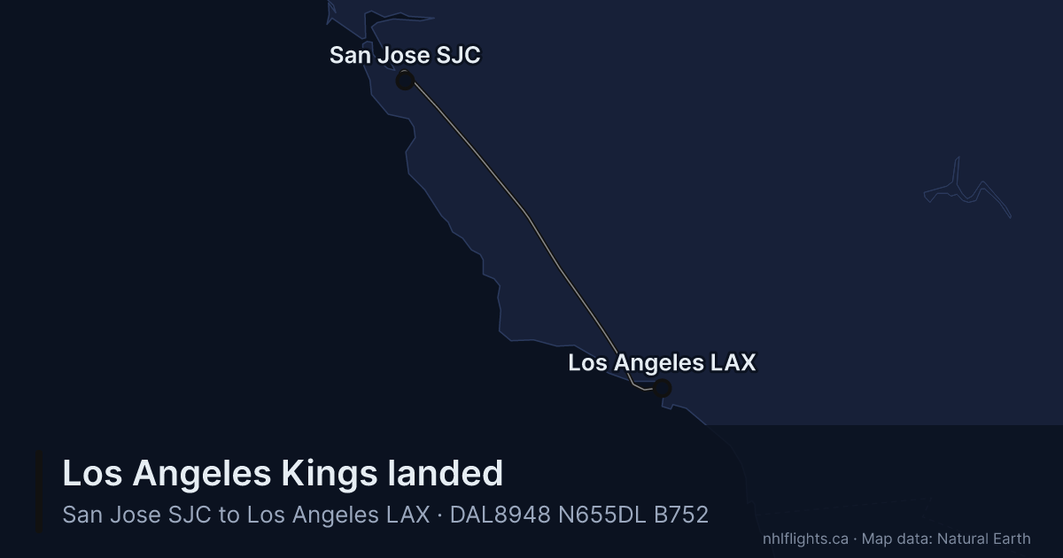 Route map: San Jose (SJC) to Los Angeles (LAX)