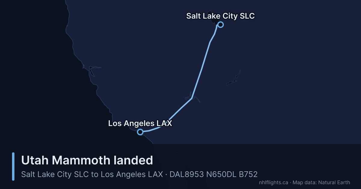 Route map: Salt Lake City (SLC) to Los Angeles (LAX)