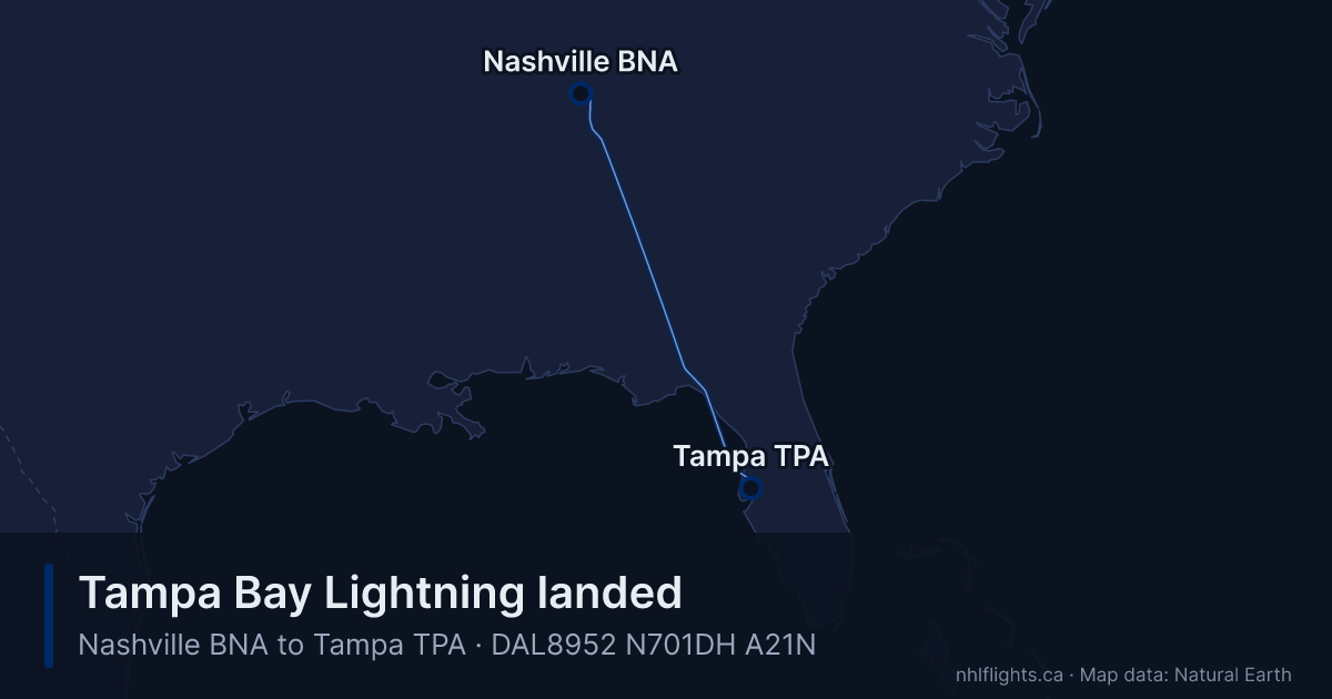 Route map: Nashville (BNA) to Tampa (TPA)