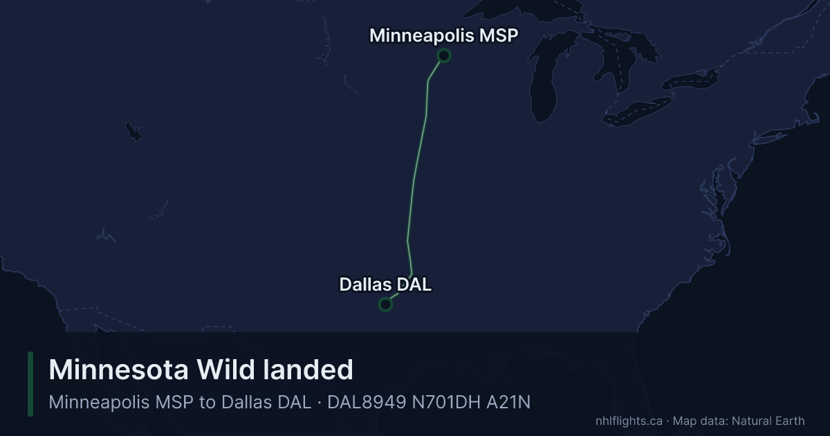 Route map: Minneapolis (MSP) to Dallas (DAL)