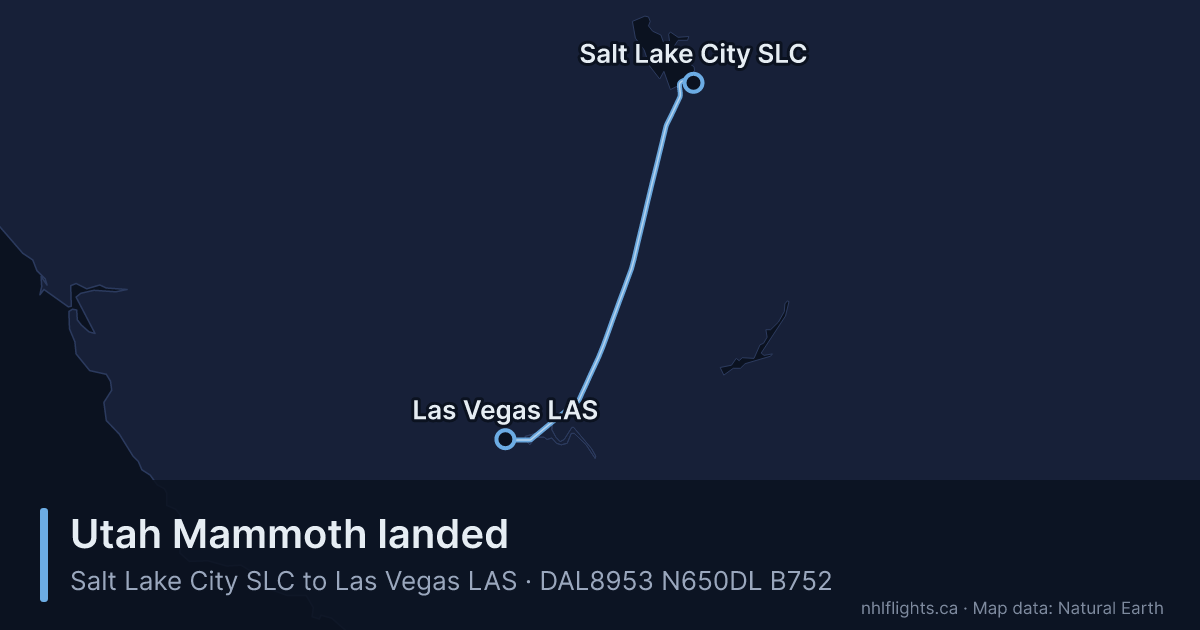 Route map: Salt Lake City (SLC) to Las Vegas (LAS)