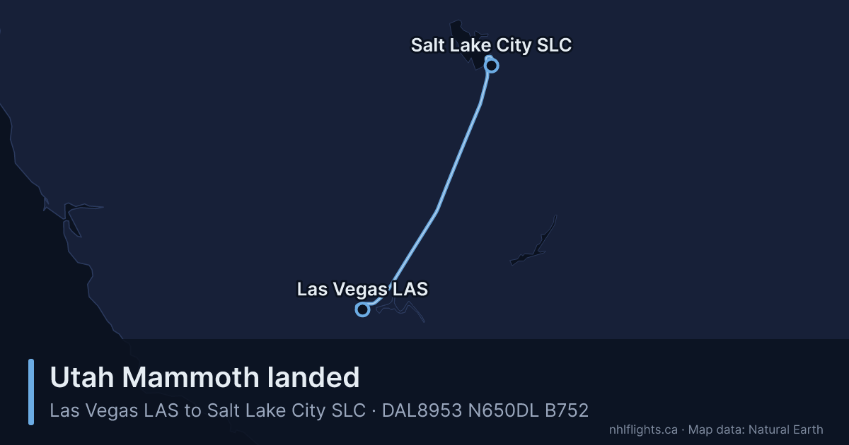 Route map: Las Vegas (LAS) to Salt Lake City (SLC)