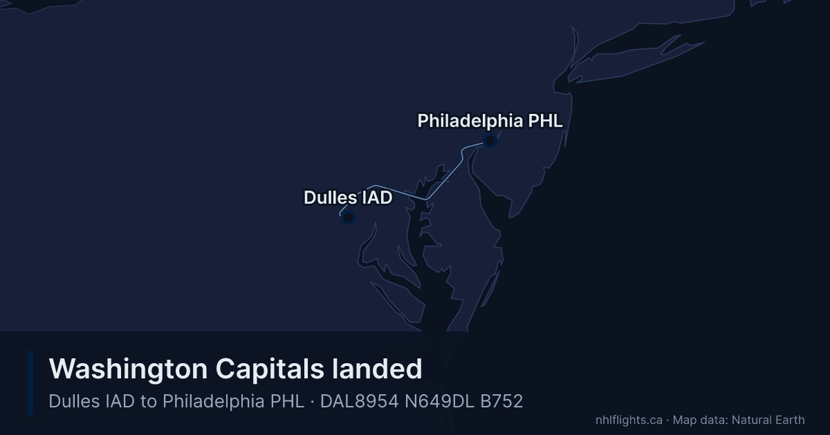 Route map: Dulles (IAD) to Philadelphia (PHL)