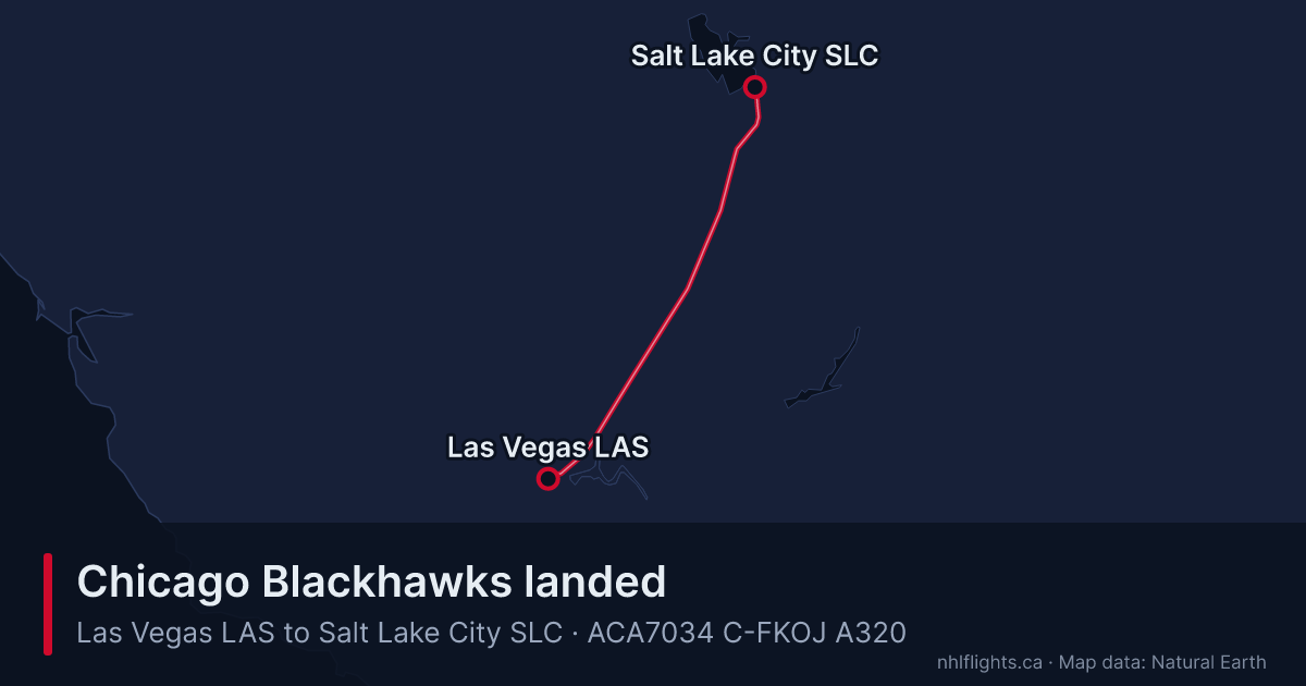 Route map: Las Vegas (LAS) to Salt Lake City (SLC)