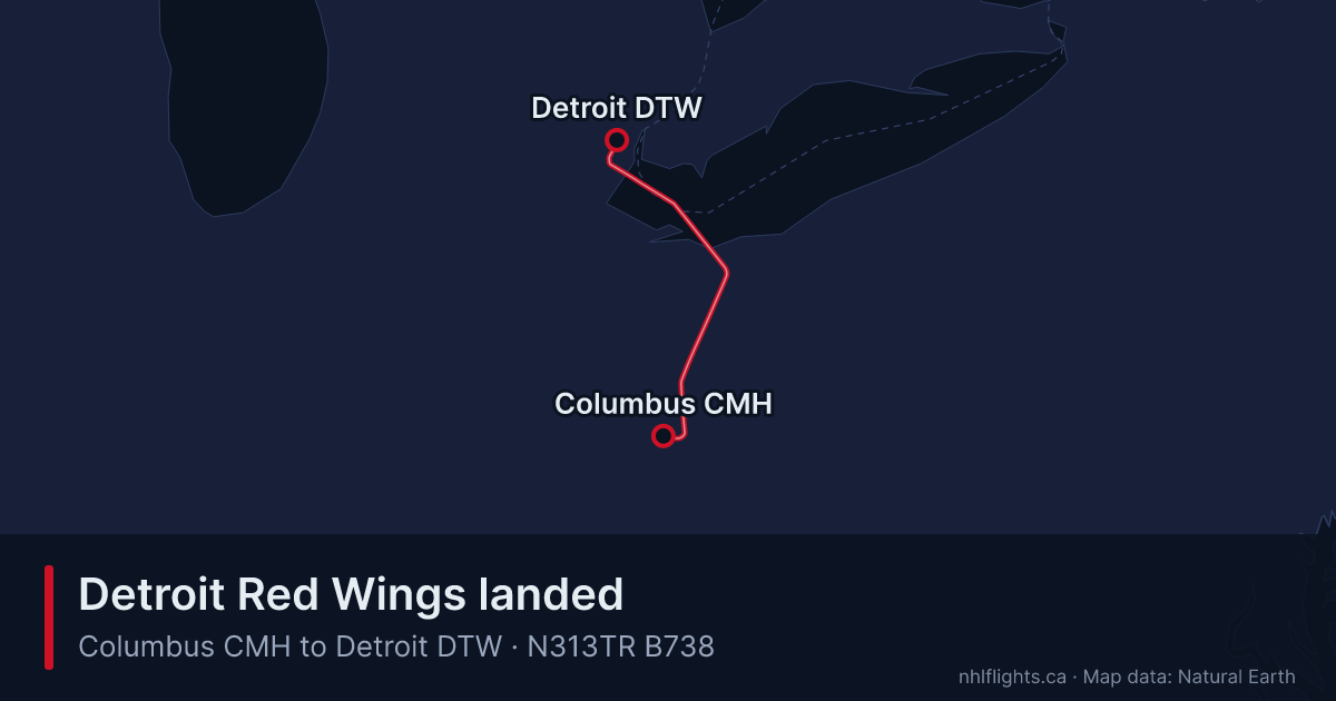 Route map: Columbus (CMH) to Detroit (DTW)
